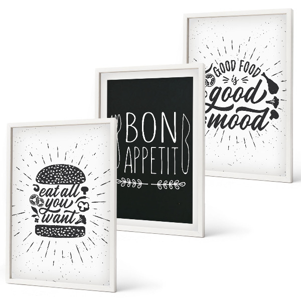 Wall art set Graphics food culinary slogans