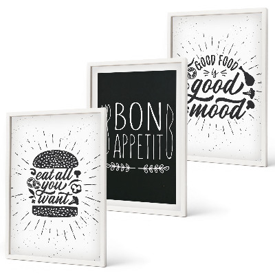 Wall art set Graphics food culinary slogans