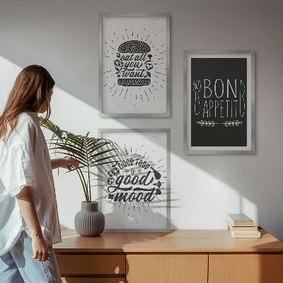 Wall art set Graphics food culinary slogans