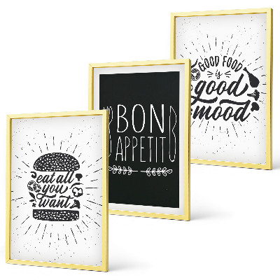 Wall art set Graphics food culinary slogans