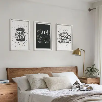Wall art set with culinary and food slogan graphics