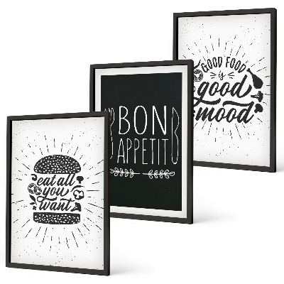 Wall art set Graphics food culinary slogans