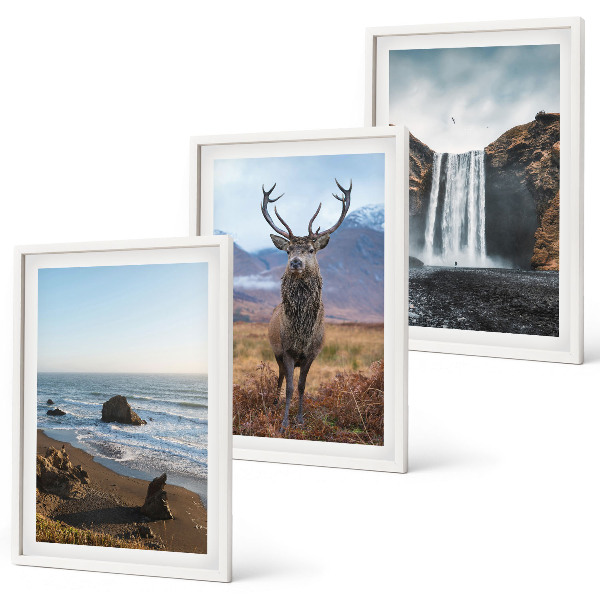 Three-piece wall art piece Mountain landscapes with a waterfall