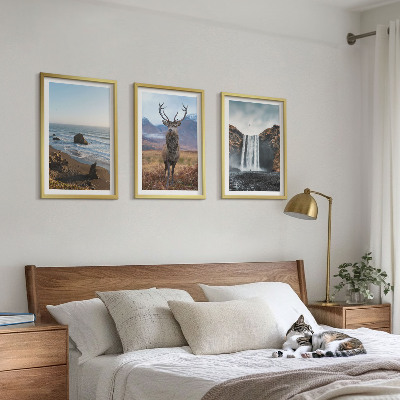 Three-piece wall art piece Mountain landscapes with a waterfall