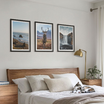 Three-piece wall art piece Mountain landscapes with a waterfall