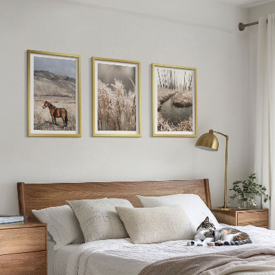 Wall art set Horses landscape grass stream