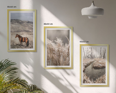 Wall art set Horses landscape grass stream