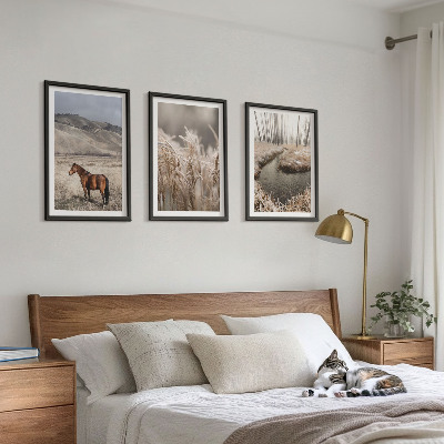 Wall art set Horses landscape grass stream