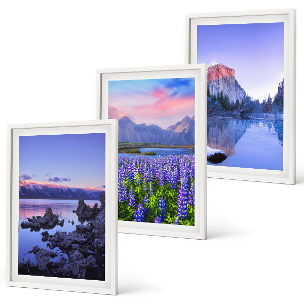 Three-piece wall art piece Landscapes of mountains with water and sky