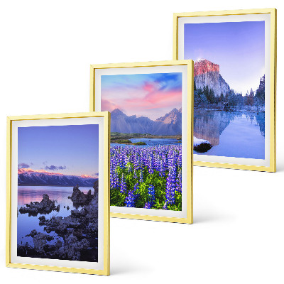 Three-piece wall art piece Landscapes of mountains with water and sky