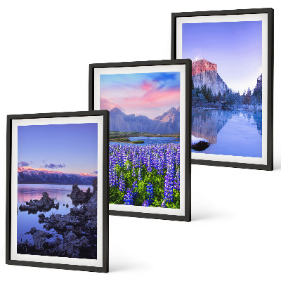 Three-piece wall art piece Landscapes of mountains with water and sky