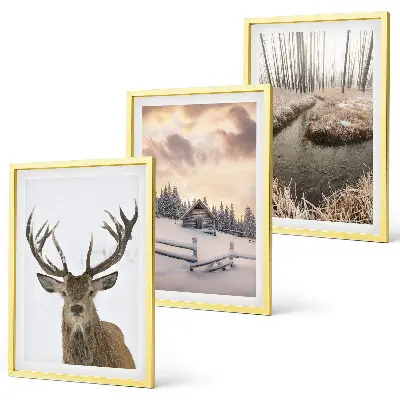 Winter landscape deer hut wall art set winter landscape with deer and hut