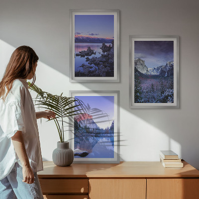 Wall art set Mountain landscapes, sunset, water