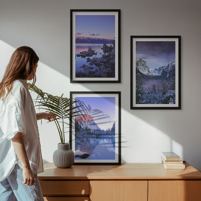 Wall art set Mountain landscapes, sunset, water