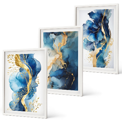 Wall art set Blue abstract patterns
