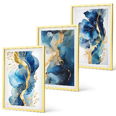 Wall art set Blue abstract patterns