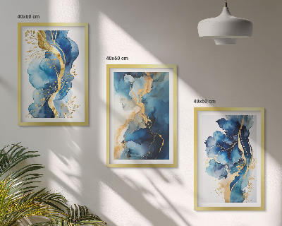 Wall art set Blue abstract patterns
