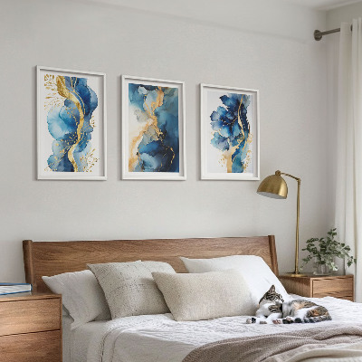 Wall art set Blue abstract patterns
