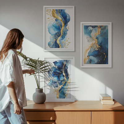 Wall art set Blue abstract patterns