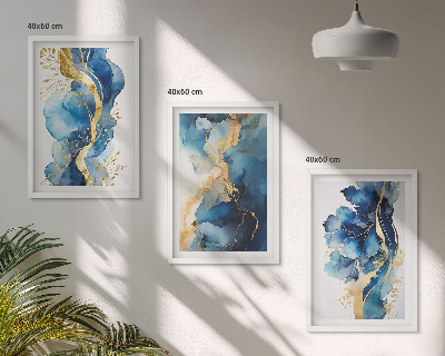 Wall art set Blue abstract patterns