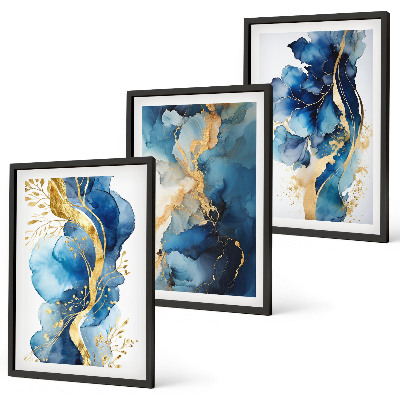 Wall art set Blue abstract patterns