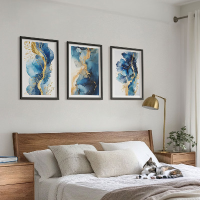 Wall art set Blue abstract patterns