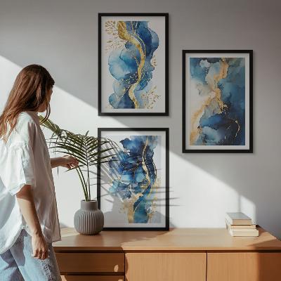 Wall art set Blue abstract patterns