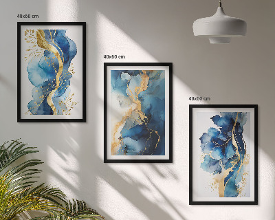 Wall art set Blue abstract patterns