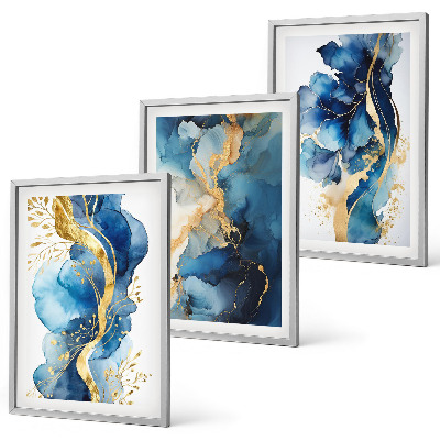 Wall art set Blue abstract patterns