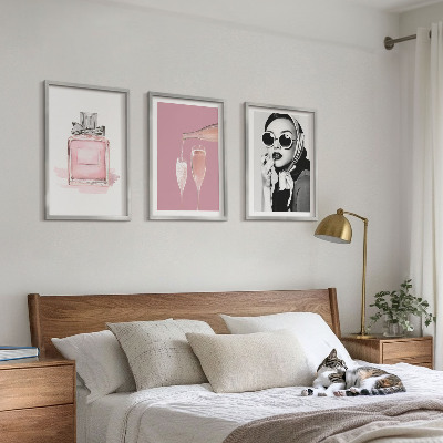 Three-piece wall art piece Stylish pink accessories