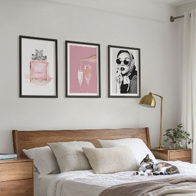 Three-piece wall art piece Stylish pink accessories