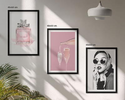 Three-piece wall art piece Stylish pink accessories