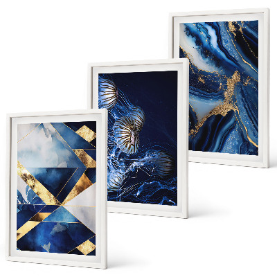 Set of 3 framed wall art pieces Abstract elegant patterns