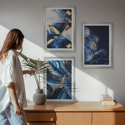 Set of 3 framed wall art pieces Abstract elegant patterns