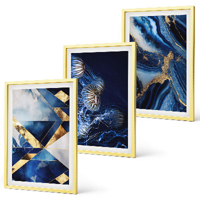 Set of 3 framed wall art pieces Abstract elegant patterns