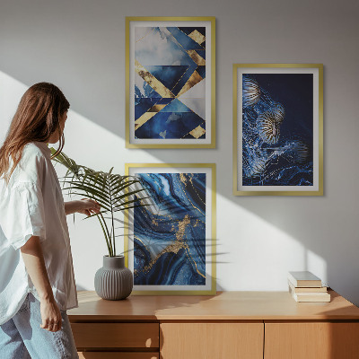 Set of 3 framed wall art pieces Abstract elegant patterns