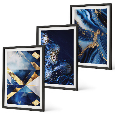 Set of 3 framed wall art pieces Abstract elegant patterns
