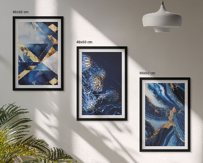 Set of 3 framed wall art pieces Abstract elegant patterns