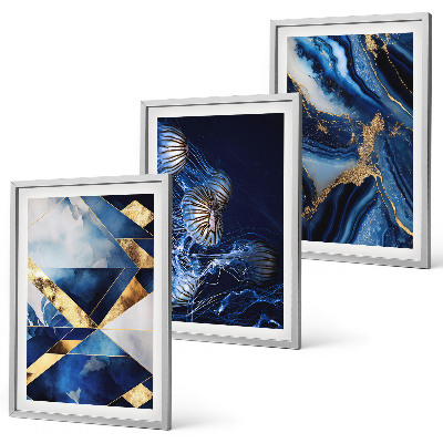 Set of 3 framed wall art pieces Abstract elegant patterns