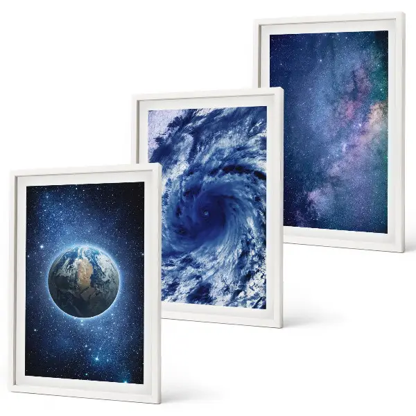 Wall art set earth space storm galaxy design