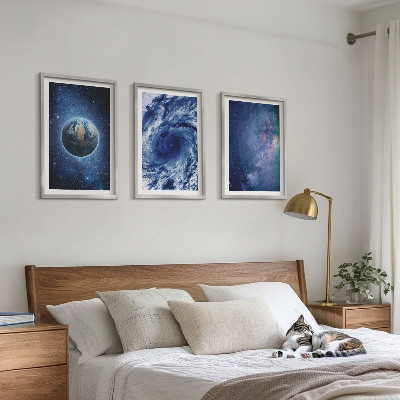 Wall art set Earth space storm galaxy