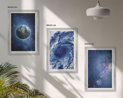 Wall art set Earth space storm galaxy