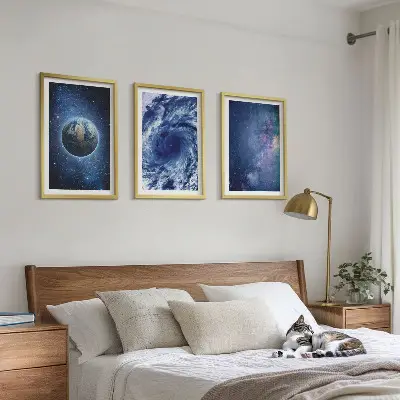 Wall art set earth space storm galaxy design