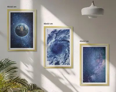 Wall art set earth space storm galaxy design