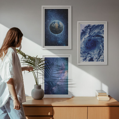 Wall art set Earth space storm galaxy