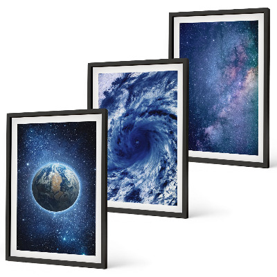 Wall art set Earth space storm galaxy