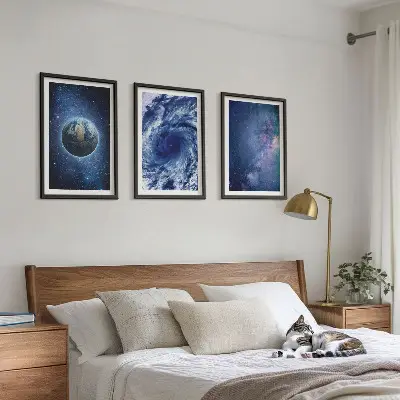 Wall art set earth space storm galaxy design