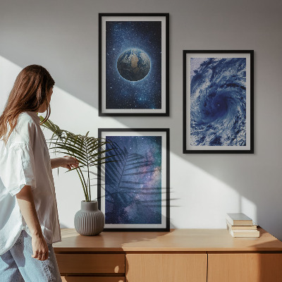 Wall art set Earth space storm galaxy