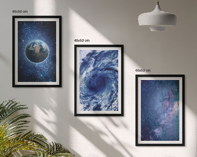 Wall art set Earth space storm galaxy