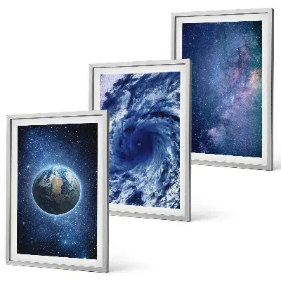 Wall art set earth space storm galaxy design